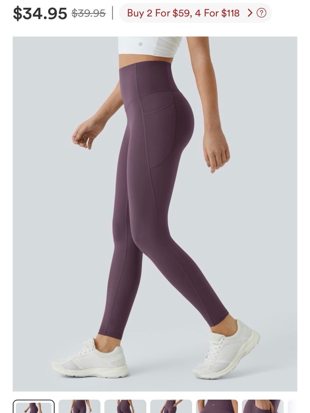 2 pairs HALARA Deep Maroon and Dark Blue/Gray High-Waist Pocket Leggings